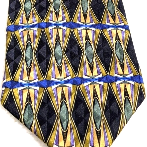 Vintage Men's Cambridge Classic 100% Silk Tie Geometric Motif - Picture 12 of 13